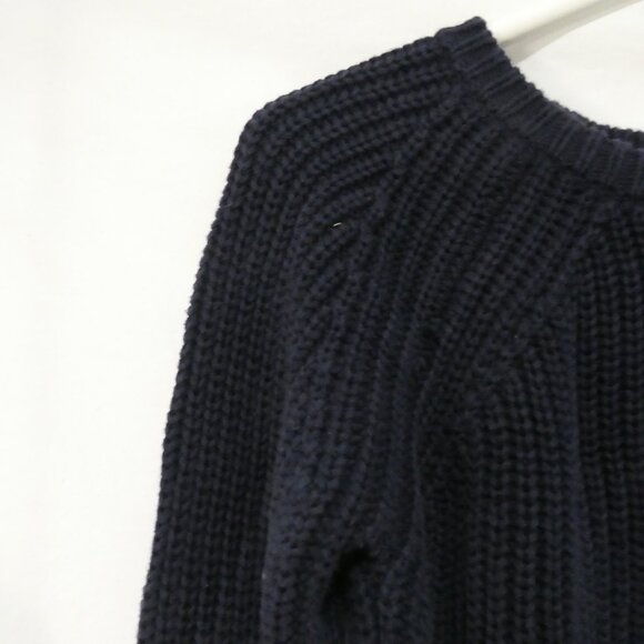 525 AMERICA | small | Navy Blue Cotton Chunky Knit Crewneck Sweater - Picture 4 of 16